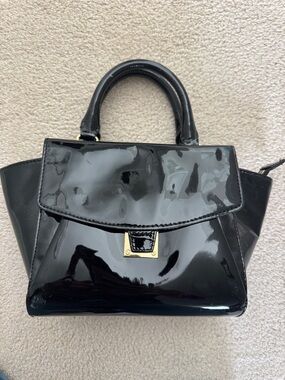 Vince Camuto “Lonni” Black Patent Leather Top-Handle Satchel